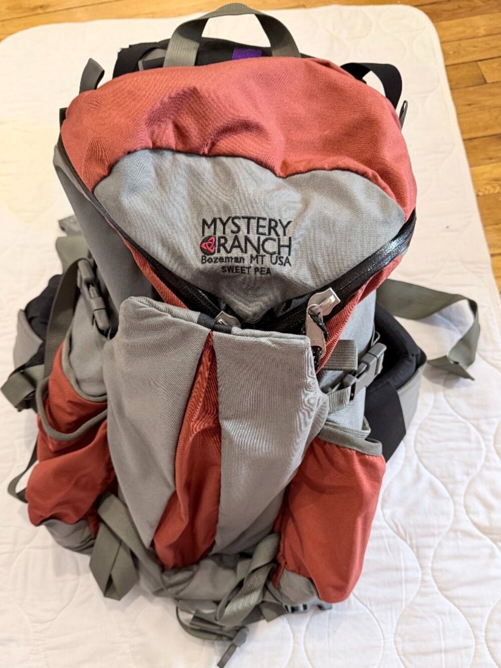 Mystery Ranch 3-zip Sweet Pea Backpack, Made in USA, Orange/Gray